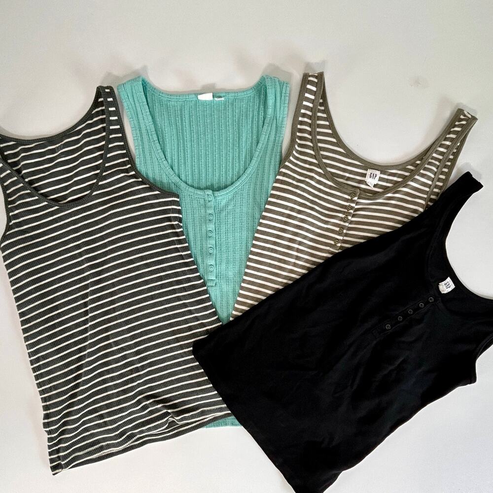 GAP Tank Top Smal Lot of 4 Bundle Casual Henley Ribbed Striped